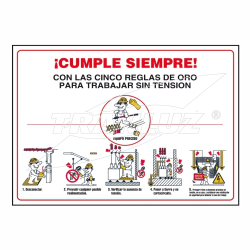 Foto Placa Señalización en PVC Cinco Reglas Oro